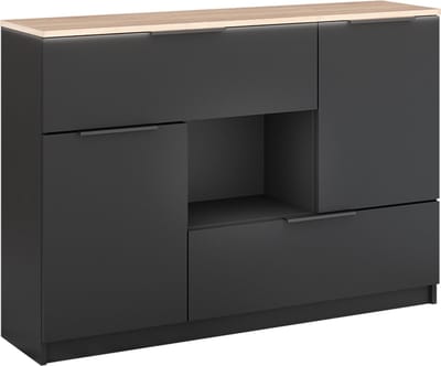 Vicco Betti Dressoir – 120 x 83.6 cm 2x deur, 2x lade en 1x open vak Antraciet/Sonoma
