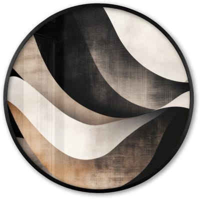 Poster in lijst Rond - Fotolijst 60x60 cm - Posters - Abstract - Golven - Zwart - Verweerd - Ronde posterlijst zwart - Decoratie - Wanddecoratie woonkamer - Muurdecoratie slaapkamer