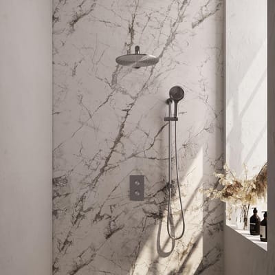 Brauer Brushed Edition Thermostatische Regendoucheset Inbouw - Hoofddouche 30 cm - Rechte Wandarm - 3 Weg - Handdouche 3 Standen - Doucheslang - Geintegreerde Glijstang - Rvs