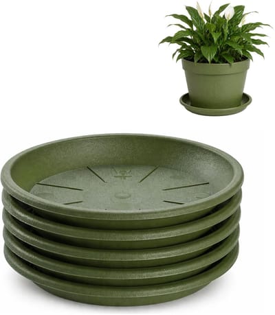 Plasticforte plantenpot onder schotel / water opvang schaal - 5x - groen - Dia 20 cm - Kunststof - voor pot met Dia 25/30 cm