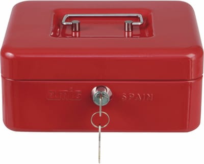 AMIG Geldkistje met 2 sleutels - rood - staal - muntbakje - 15 x 11 x 7 cm - inbraakbeveiliging