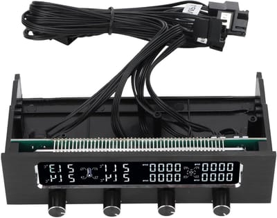 Verstelbare PC Fan Controller met LCD Display, Temperatuurregeling en Bevestigingsmateriaal voor Grafische Kaarten en CPU Koeling