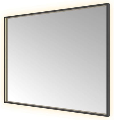 Hotbath &More SQU180 Square spiegel 100x80cm met verlichting, spiegelverwarming, kleurwissel, dimbaar en afstandsbediening geborsteld zwart PVD