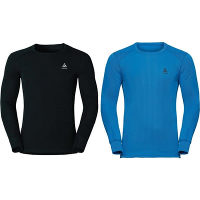 Odlo - Maat M - Shirt L/S Crew Neck Active Warm 2 Pack Heren Thermoshirt - Black/Blue Jewel