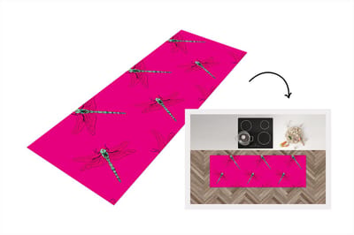 Keukenloper - Loper keuken - Meiden - Libelle - Insecten - Patronen - 150x50 cm - Keukenloper vinyl