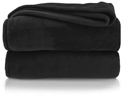 Hoogwaardig Flanellen Knuffeldeken - Super Zacht Fleece Deken, Woondeken, Oeko-Tex, Zwart, 170 x 130 cm