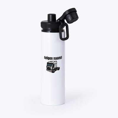 Hacebo® - vrachtwagen kop stuk met eigen naam waterfles met draaidop zwart - Vrachtwagen chauffeur - vrachtauto chauffeurs - iemand die houdt van vrachtwagens - verjaardag - cadeau - kado - geschenk - water fles - 850ML