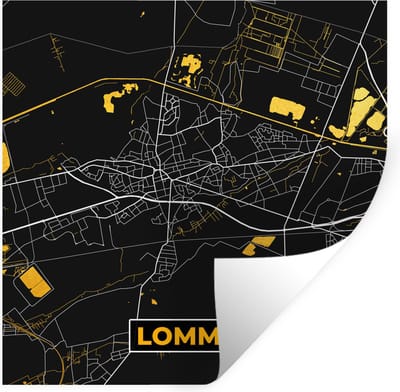 Muurstickers - Sticker Folie - Lommel - Stadskaart - Goud - Plattegrond - Kaart - 100x100 cm - Plakfolie - Muurstickers Kinderkamer - Zelfklevend Behang XXL - Zelfklevend behangpapier - Stickerfolie