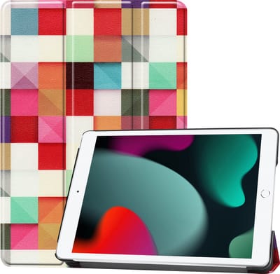 Hoesje Geschikt voor Apple iPad 9 (2021) - 10.2 inch - 9e Generatie - Dun & Stevig - Trifold Bookcase - Hard Cover - Hardcover Book Case - Tablet Hoes - Blokken