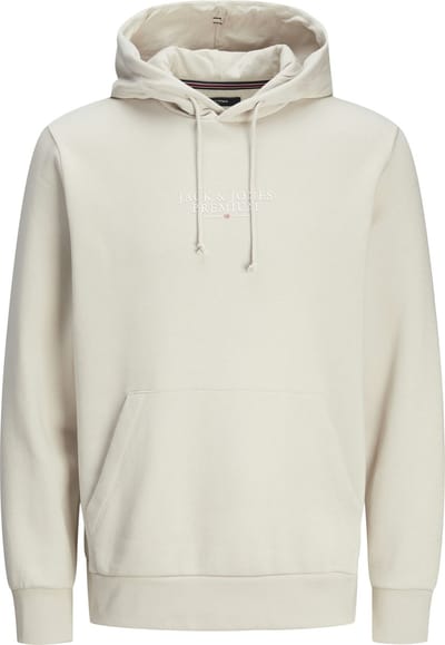 JACK & JONES Arie sweat hood slim fit - heren hoodie katoenmengsel met capuchon - beige