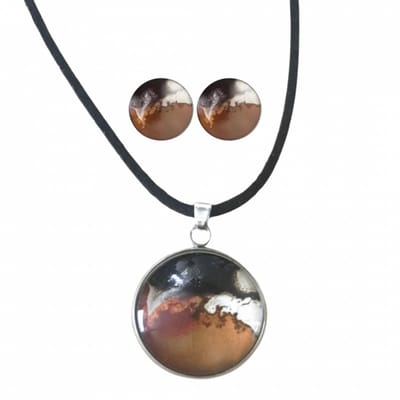 2-Delige set- Brownie- Ketting- 2.5 cm-Zilveren oorbellen-Charme Bijoux