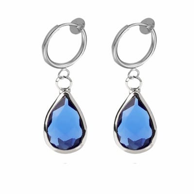 Klem oorbellen- Ampala- oceaan blauw- zilverkleur- geen gaatje-Charme Bijoux