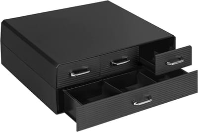 Famanu - Zwarte capsulehouder met 4 lades, universeel compatibel met Nespresso, praktische koffie-organizer voor keuken of kantoor