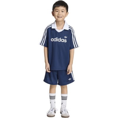 Adidas Loose Pinstripe Tee + Shorts Set Trainingspakken Peuter - Blauw - Maat 99 - 104 CM - Poly Jersey