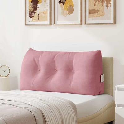 Rugkussen Fluweel - Lendenkussen Leeskussen - Ontspannen Lezen - Praktische Zijzak - 100 x 24 x 50 cm - Roze