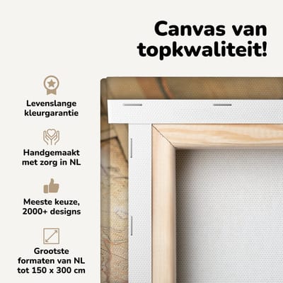 Canvas schilderij 30x20 cm - Wanddecoratie Oude verrekijker en kompas op wereldkaart - Muurdecoratie woonkamer - Slaapkamer decoratie - Kamer accessoires - Schilderijen op canvas