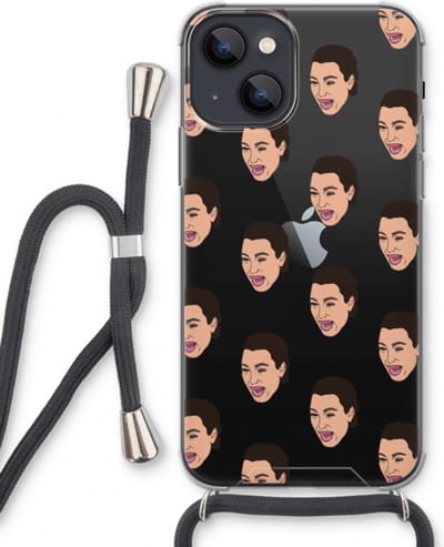 Case Company® - Hoesje met koord geschikt voor iPhone 13 mini hoesje met Koord - Ugly Cry Call - Telefoonhoesje met Zwart Koord - Bescherming aan alle Kanten en Over de Schermrand