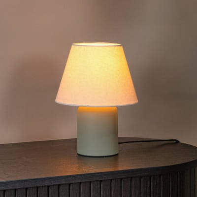 Lucide Tafellamp Macia, groen/beige, hoogte 27 cm, keramiek/stof