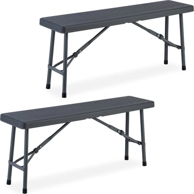 bierbank set van 2 - inklapbaar - kunststof - staal - 42 x 100 x 25 cm - grijs