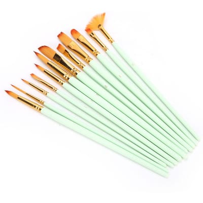 12 stuks Nylon Penseelset Aquarelpenseel Schilderhulpmiddel Kunstbenodigdheden voor Knutselcollectie12 stuks  Mat beige
