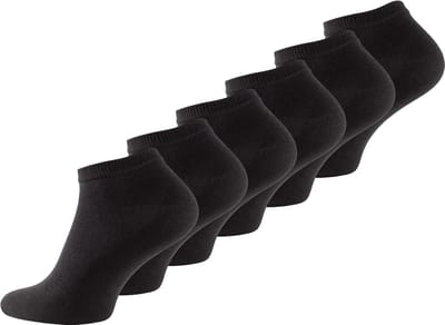 BAMBOE Enkelsokken Heren, Sneakersokken, Unisex, 6 paar - Zwart 35/40