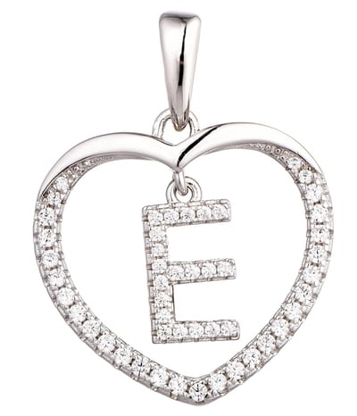 N3 Collecties 925 Hartje zilver Ketting met Hanger -Letter E