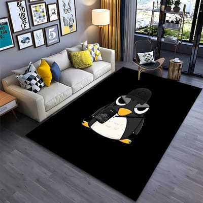 3D Grappig Pinguïn Print Tapijt voor Woonkamer Cartoon Kinder Slaapkamer Sofa Deurmat Keuken Vloer Tapete Antislip Decor Alfombra 40x60cm (16x24in)