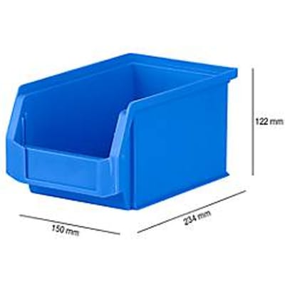 Magazijnbak LF 221 SSI Schäfer - polypropeen - L 234 x B 150 x H 122 mm - 2,7 l - blauw