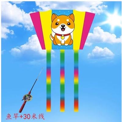 Canne à pêche portative pour enfants Cerf-volant souple sans armature Petite brise Facile à faire voler Tridimensionnel Pour enfants