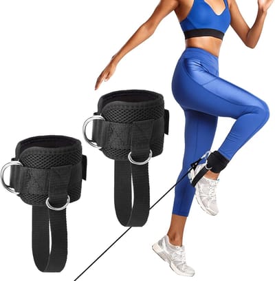 Verstelbare Gevoerde Enkelbanden voor Kabelmachine - Fitnessaccessoires voor Been- en Bilspieroefeningen