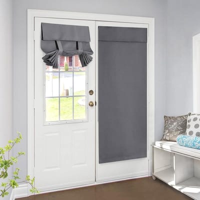 Elegante Franse Deur Gordijnen voor Privacy en Verduistering, Donkergrijs, 66x173cm, Ideaal voor Warmte-isolatie en Raamdecoratie