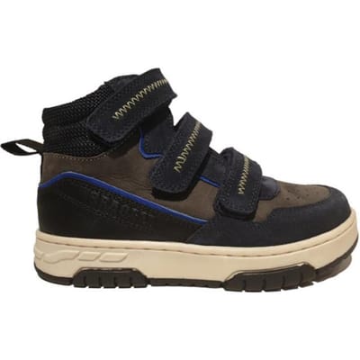 Braqeez 424609-420 Jongens Hoge Sneakers - Blauw/Grijs - Leer - Klittenband