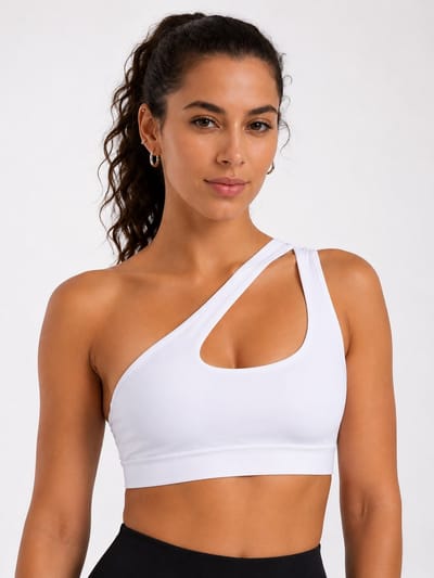 SparkNine Flexchic push-up sport-bh - met hoge ondersteuning - S - wit - één schouder sporttop - stevig & stijlvol