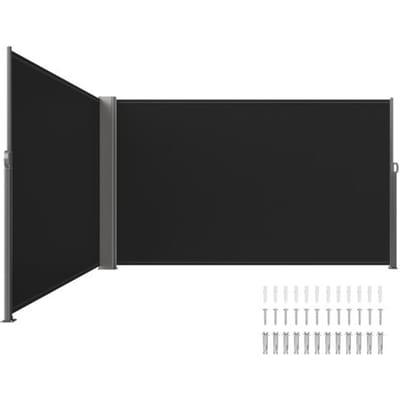 VEVOR Patio Windscherm 180 x 600 cm Zwart Rolgordijn Zijluifel Uitschuifbaar voor Privé of Commercieel Gebruik