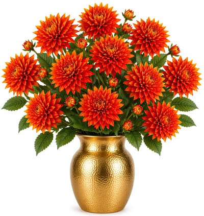 Mica Decorations Kunstbloem Dahlia Artistic - 12x - H74 cm - oranje - kunststof - stelen kunstbloemen - boeket - bloemetjes