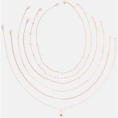 Stradivarius Set van 6 kettingen met bedels  Goud OS
