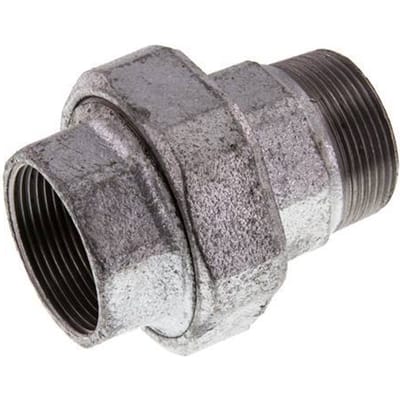 Rp 1 1/2'' x R 1 1/2'' F/M Verzinkt Gietijzeren Borstnippel 3-delig met Conische afdichting 25 Bar - FL2S-FM-IZ-112R-C