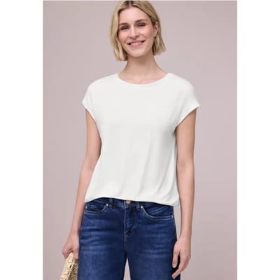 Shirt met boothals en decoratieve tape