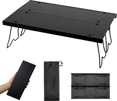 Thijox - Opvouwbare Campingtafel Aluminium - Kleine Draagbare Klaptafel - Ultralicht en Stevig - Ideaal voor Kamperen, Strand, Wandelen en Vissen - Zw