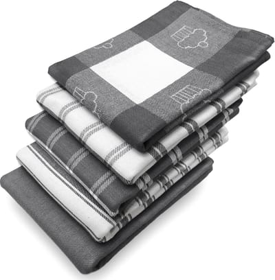 Unyqoos ® Set van 5 Luxe Katoenen Keukendoeken – Grijze Absorberende Theedoeken 70 x 50 cm