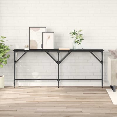 vidaXL - Wandtafel - Zwart - Eiken - 180 - x - 30 - x - 75 - cm - Bewerkt - hout