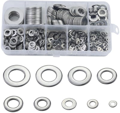 Dailygoods- Sluitringen 800 stuks - Platte sluitringen - Borgringen - Assortiment - Roestvrij staal - Hoogwaardige kwaliteit - Schroefringen