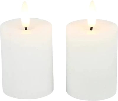 Stompkaars Lyon met LED - 5 x 9 cm - Wit - 2 stuks