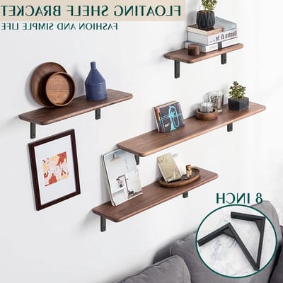 20 cm L-vormige planksteunen, 4-pack hoeksteunen van roestvrij staal, wandmontage, stevige en duurzame plankenbeugels voor optimale ondersteuning
