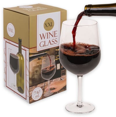 Dailygoods- Wijnglas XXL 740 ml - Sfeerglas - Cadeau voor Wijnliefhebbers - Hoogte 22 cm - Perfect voor Vrijgezellenfeest - Hoogste Kwaliteit - Gigantisch Wijnglas