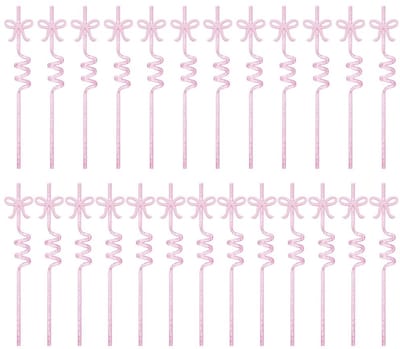 Dailygoods- Rietjes 25 stuks - Roze Herbruikbare Spiraalrietjes - Elegant met Strik - Voor Verjaardagsfeesten/Bruiloften - PETG Materiaal - Drinkrietjes