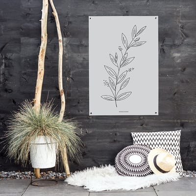 MOODZ design | Tuinposter | Buitenposter | Illustratie natuur 2 | 70 x 100 cm | Grijs