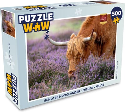 Puzzel Schotse Hooglander - Dieren - Heide - Legpuzzel - Puzzel 500 stukjes