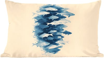 Sierkussens - Kussentjes Woonkamer - 60x40 cm - Vissen - Minimalistisch - Blauw