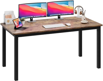 Bureau met Metalen Frame - 160x80x75cm - Groot Computerbureau - Moderne Eettafel - Stevige Schrijftafel - voor Slaapkamer en Kantoor - Bruin